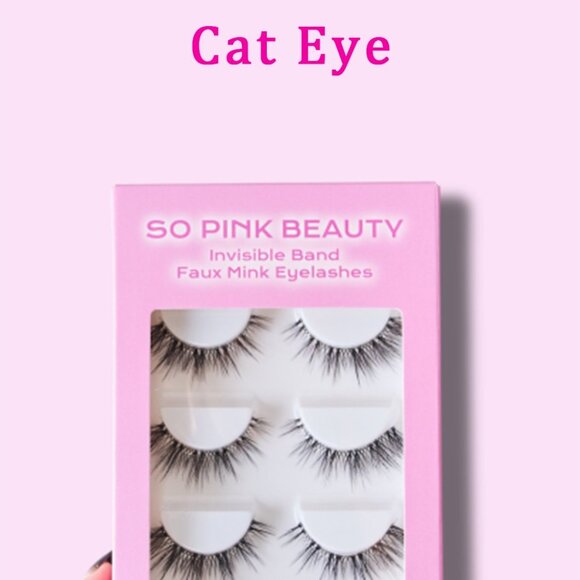 SO PINK BEAUTY Faux Mink Eyelashes 5 Pairs (Cat Eye) - Picture 2 of 3